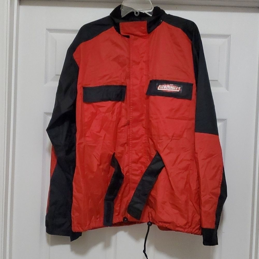 ❣️fieldsheer black and red men windbreaker full zip jacket medium